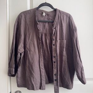 Everlane Linen Billow Blouse - Taupe - XL